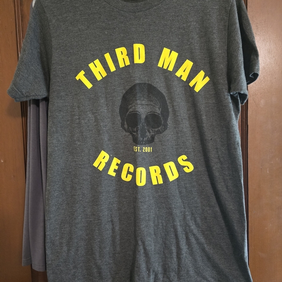 Tultex Dark Gray Tee with Yellow Print - Picture 1 of 3